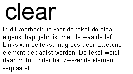 Voorbeeld clear: left. Klik op de afbeelding en bekijk de weergave door de browser.