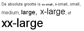 Voorbeeld font-size (absoluut). Klik op de afbeelding en bekijk de weergave door de browser.