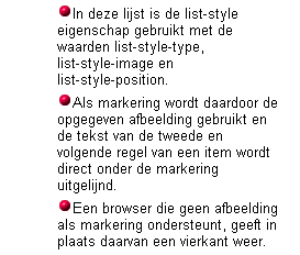 Voorbeeld list-style. Klik op de afbeelding en bekijk de weergave door de browser.