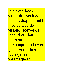 Voorbeeld overflow: visible. Klik op de afbeelding en bekijk de weergave door de browser.