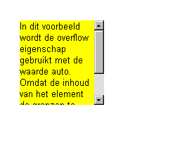 Voorbeeld overflow: auto. Klik op de afbeelding en bekijk de weergave door de browser.