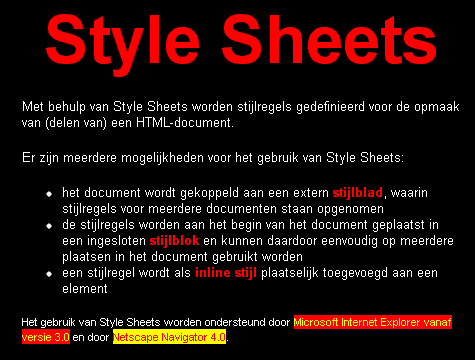Voorbeeld Style Sheet in Microsoft Internet Explorer