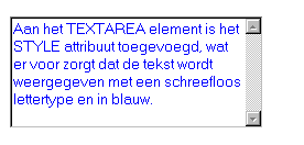 Voorbeeld inline stijl voor TEXTAREA element.