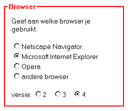 Voorbeeld inline stijl voor FIELDSET en LEGEND element.